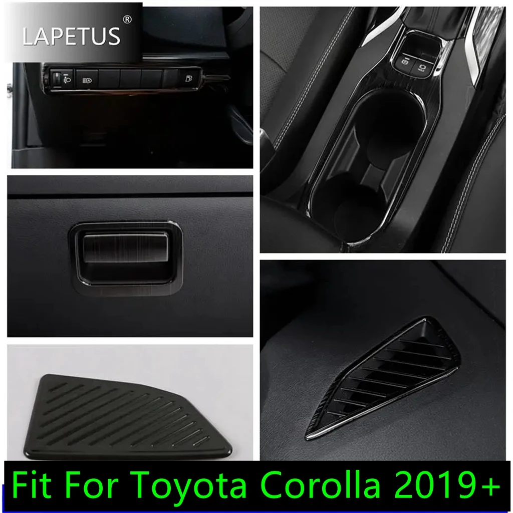 

Black Brushed Lights Control Panel Air AC Glove Storage Box Decor Cover Trim For Toyota Corolla 2019 - 2024 Interior Refit Kit