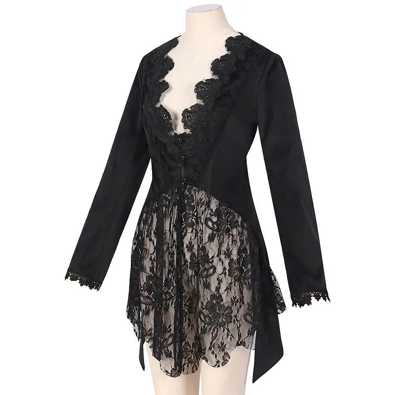 

Gothic k Sle ort Jaet Sexy Lace Tuxedo Slim Fit Performance Costume loween New Arrival Women's Faion Dr