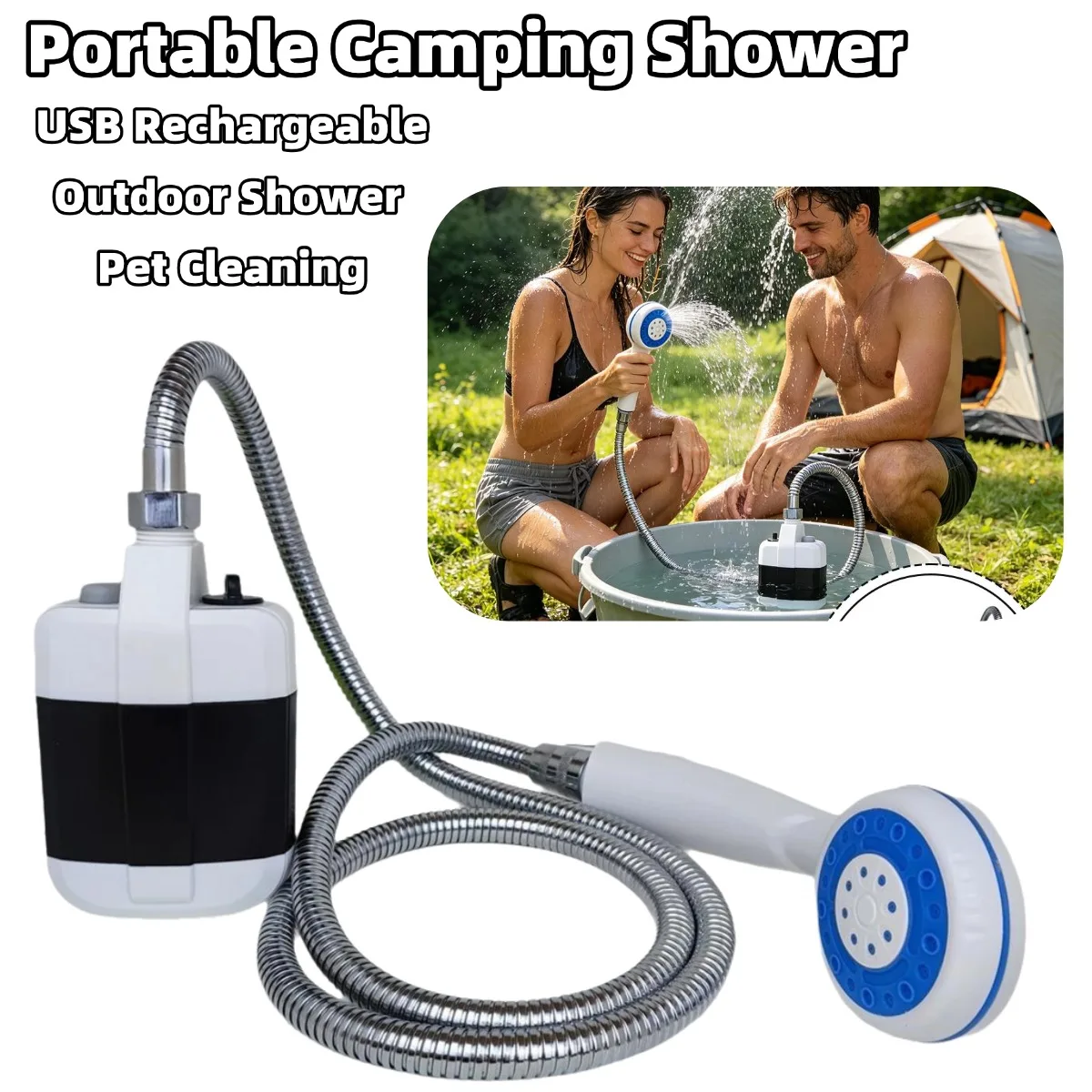 Portable Electric Camping Shower,High-quality Outdoor USB Re