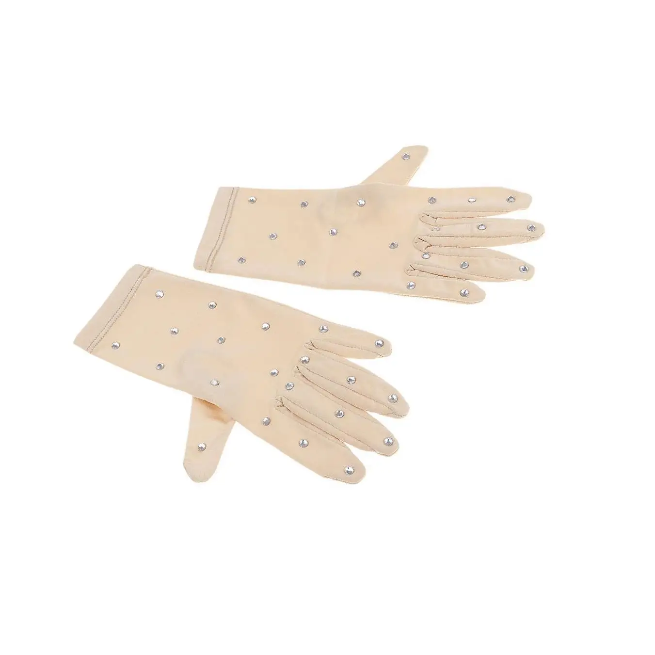 Elastic Girls Gloves with Rhinestones for Ice Figure Skating Competition