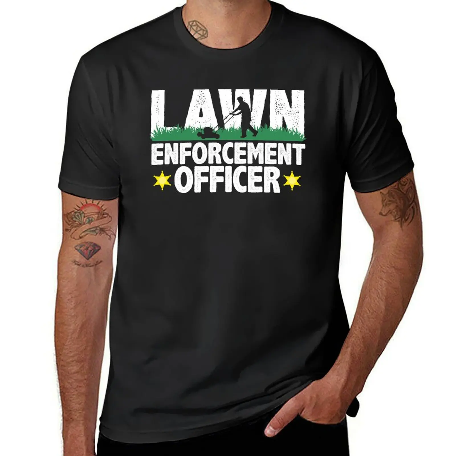 Lawn Enforcement Officer Funny Gardening Mowing Lover Gift Lawn Mover Design T-Shirt plain customizeds for a boy Men's clothing