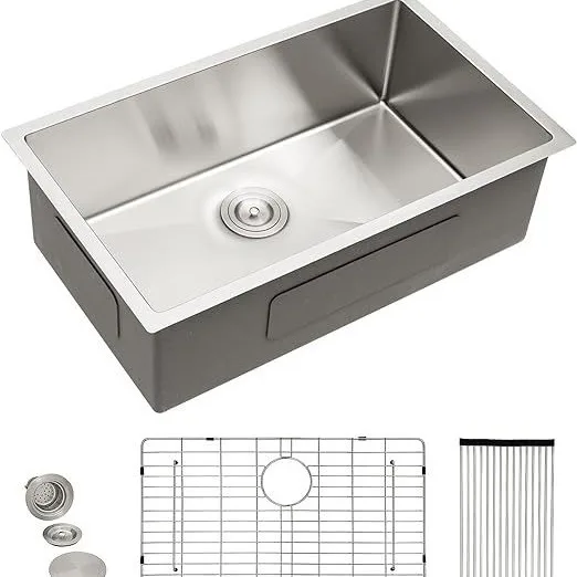 Brushed Silver 304 Stainless Steel Sink Large Single  Kitchen  American  American Standard Extra Thick  Vegetabl