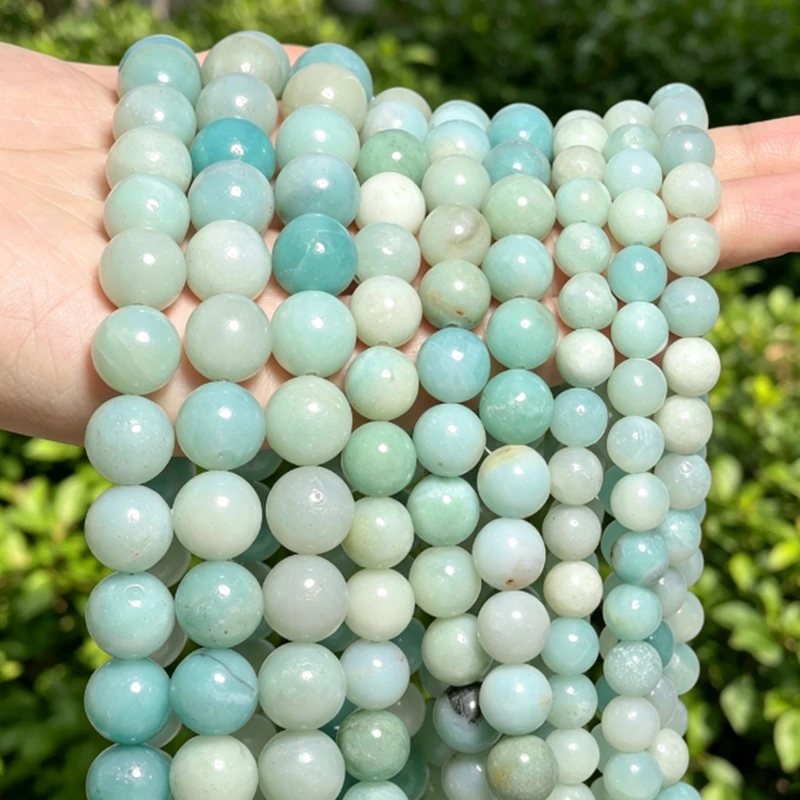 5A Natural Amazonite Stone Beads Round Loose Beads For Jewelry Making  Perle Gem Loose Beads DIY Bracelet Necklace 4 6 8 10 12mm