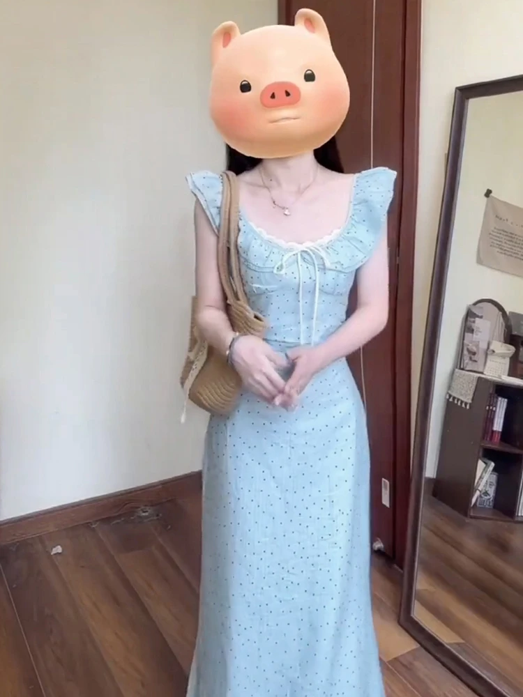 Ele Summer Dr – jupe trapèze taille haute pour femmes, douce robe japonaise sans Sve ronde Ne pour jeunes femmes