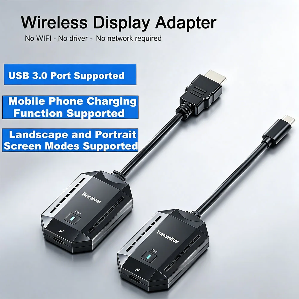 

5G Wireless HDMI-Compatible Transmitter Receiver 1080P 65W PD Fast Charging Type-C Adapter for Phone Laptop TV Projector