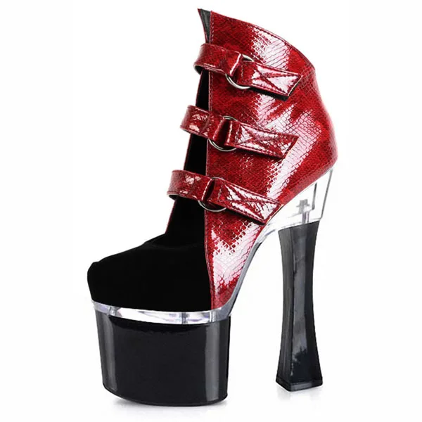 

Sexy Platform Buckle Women's Boots Solid Round Toe 18cm Thin High Heel Fashion Party Custom Work Design Shoes footwear
