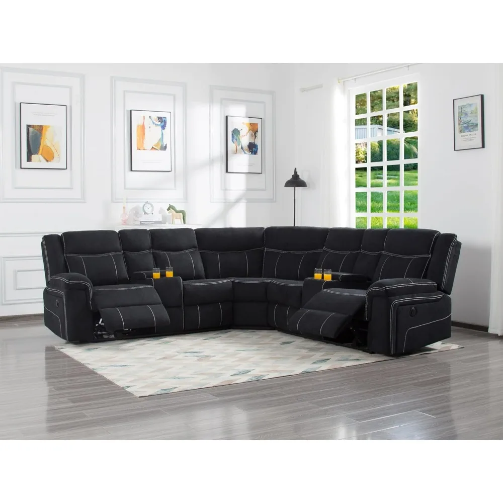 

recliner.107" Power Adjustable Sectional Sofa with 2 Recliners,Modular Soft Sleeper Couch W/Cup Holders & Storage,Easy Assembly