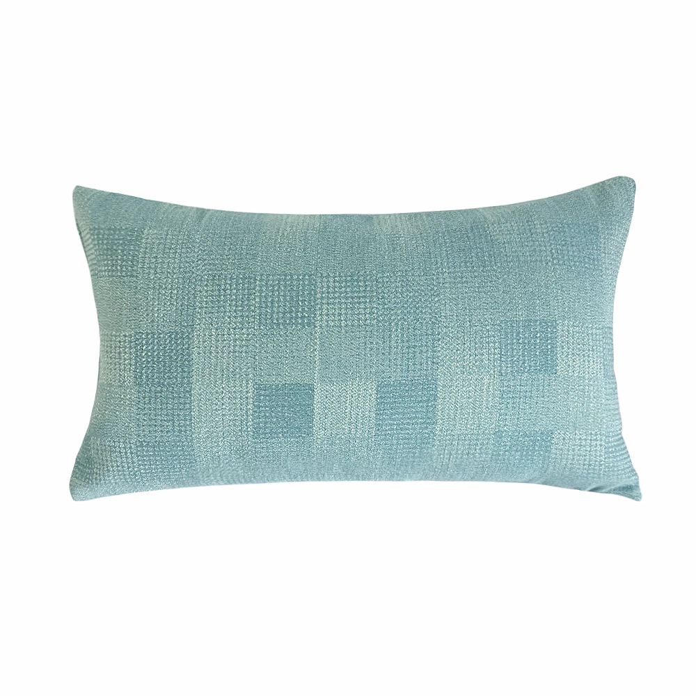 1 Piece Pack Soft Square Pillow Case 45x45cm Light Skyblue Small Checks Lumbar Waist Cushion Cover 12x20