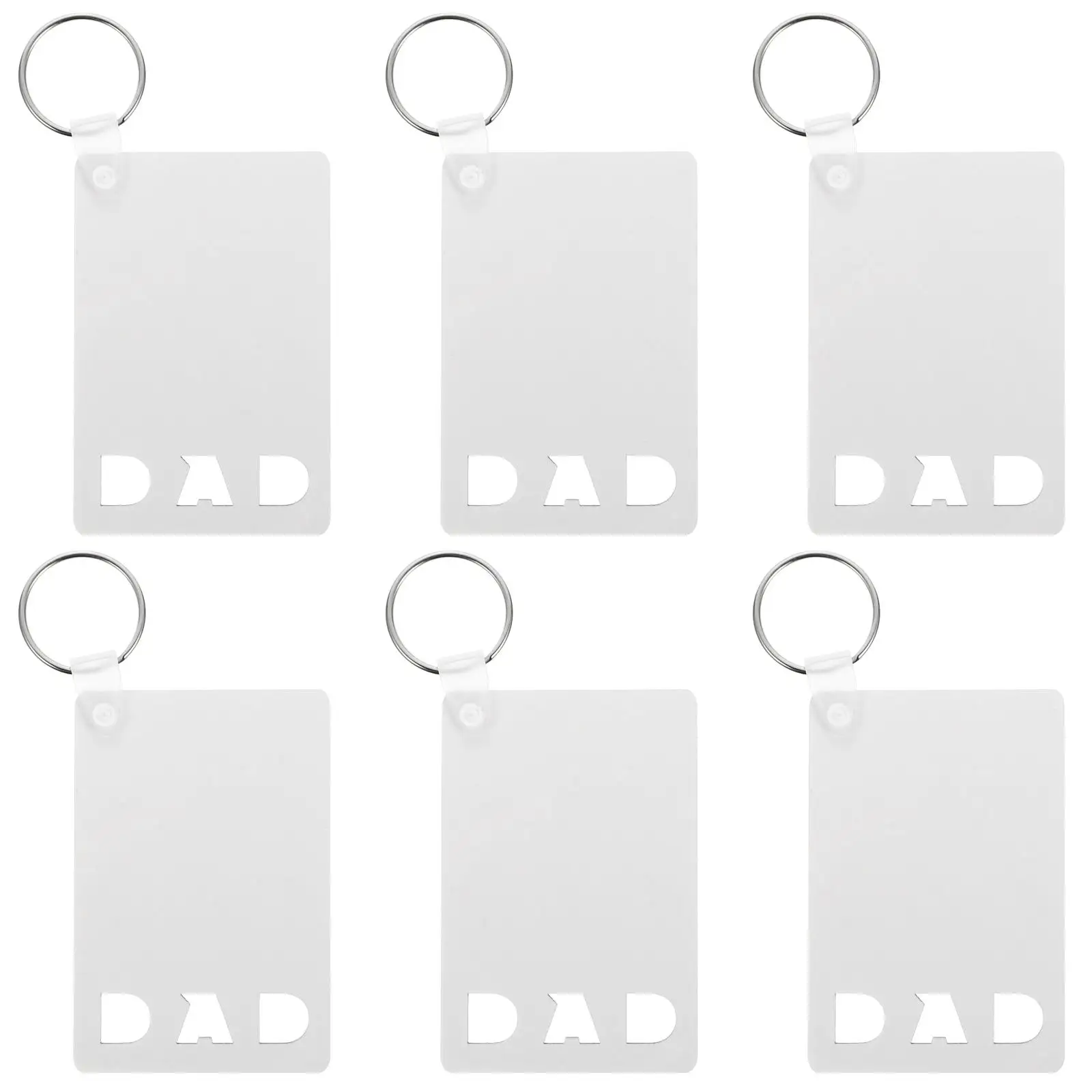 6 Pcs Wooden Keychain Blank Sublimation Papa Heat Transfer Key Ring Fathers Day Large DIY Picture Craft Supplies