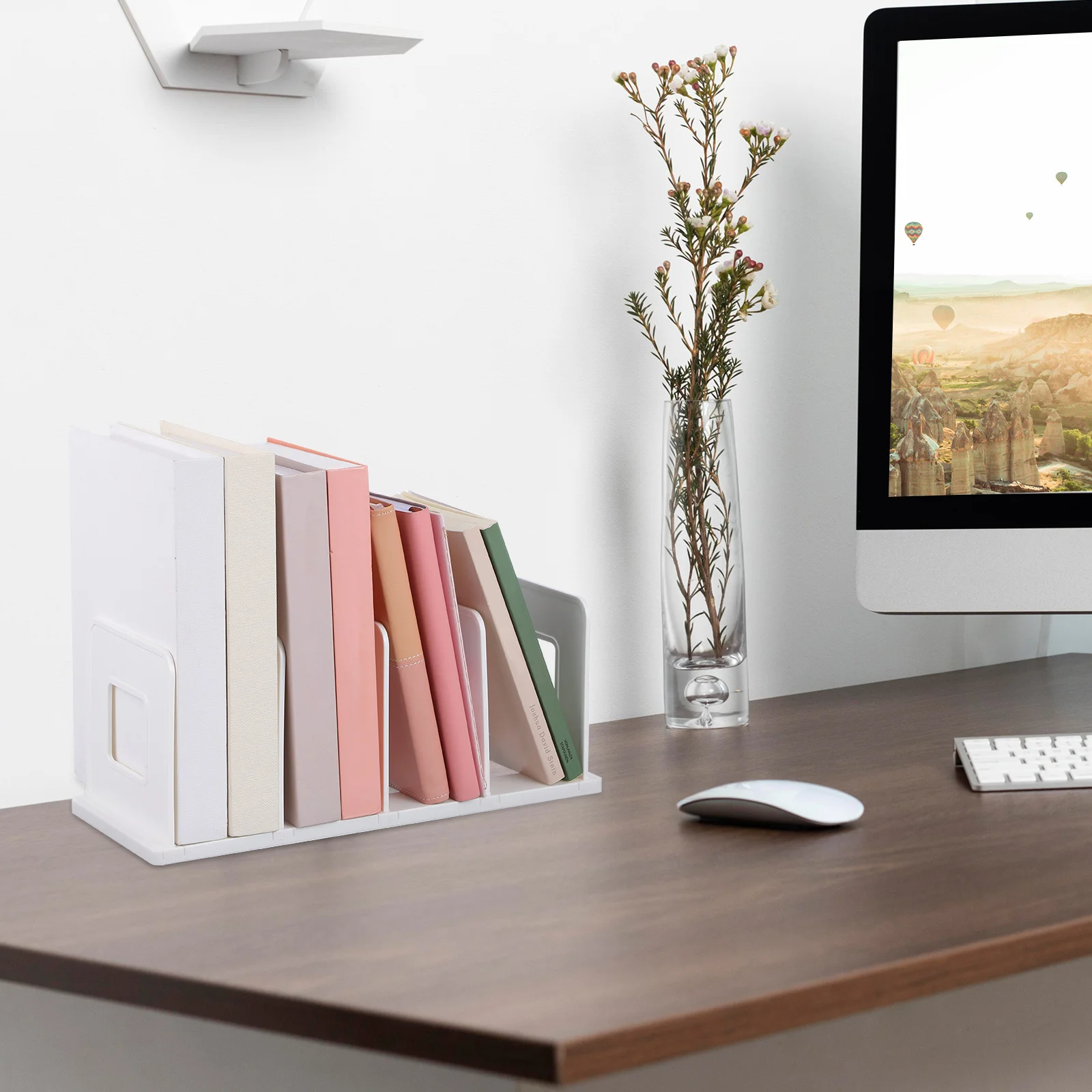 

File Organizer for Desk Desktop Binder Holder Study Bookends Shelf Office Organization Rack Notebook Stand Decorative File Rack