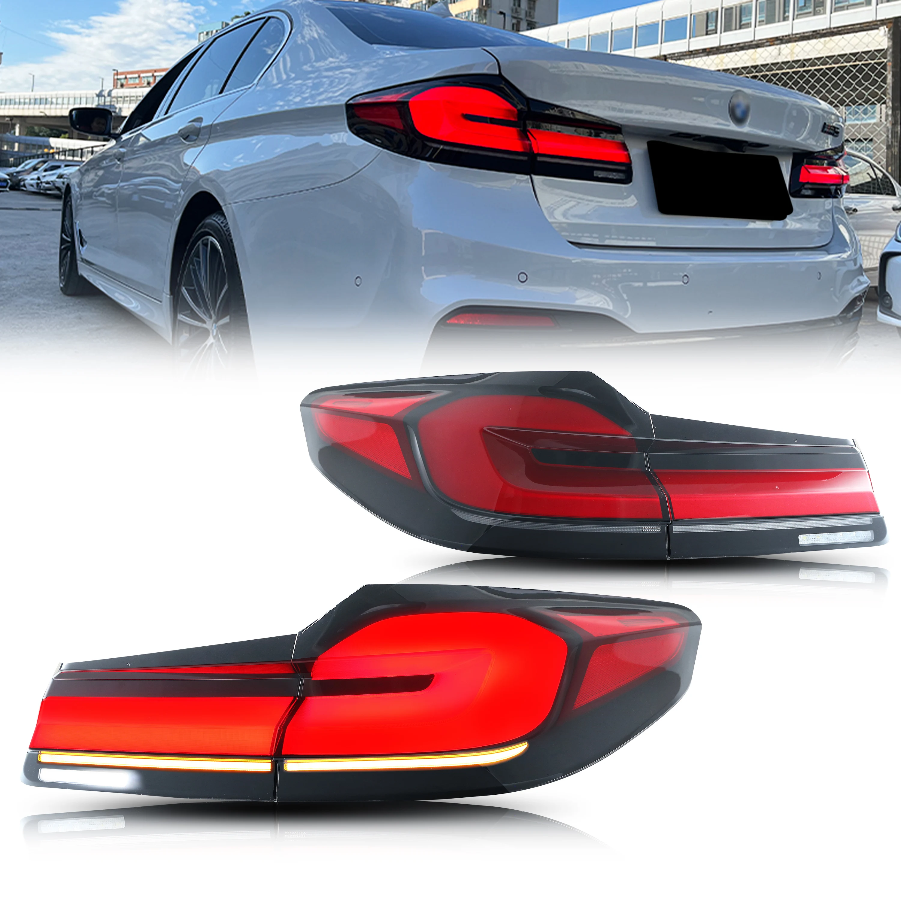 LED Facelift Tail Lights for BMW G30 F90 M5 5-Series 2017-2020 Sequential Turn Signal Rear Lamps Assembly