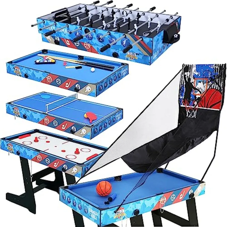 

5-in-1 Multi Game Combination Table Set for Table Tennis Table Pool Table Table Football Slide Hockey Basketball Shooting for F