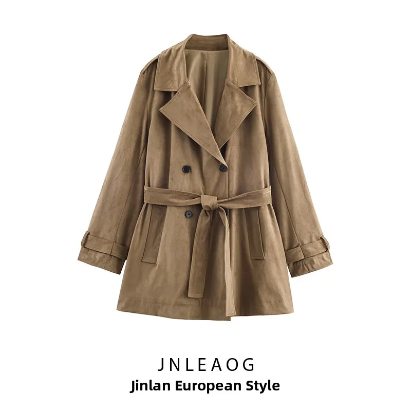 

JNLEAOG Faionable Autumn New Arrival Women's Windbreaker Anti-Fur Leather Effect Sli Versatile Commute Long Sve Midi...