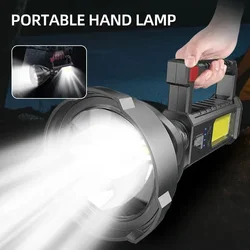 High Power LED Flashlight with Bracket Waterproof USB Rechargeable Fishing Lantern Torch Highlight Searchlight Camping Lamp