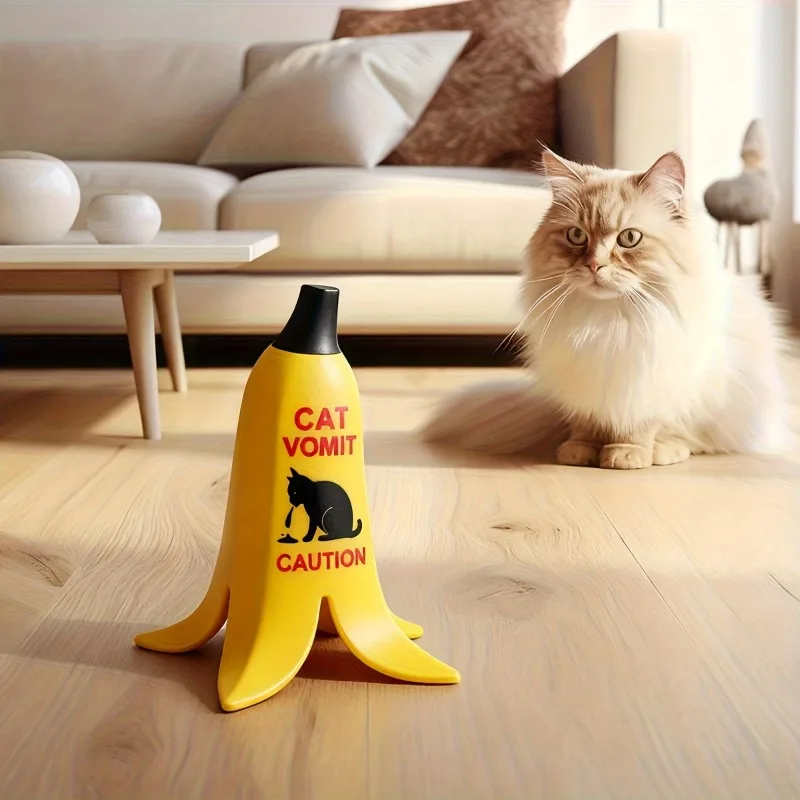 Funny Banana Peel Cat/Dog Vomit Caution Sign - Resin 3D Novelty Warning Marker For Pet Owners, Gift For Home, Desk, Or Party