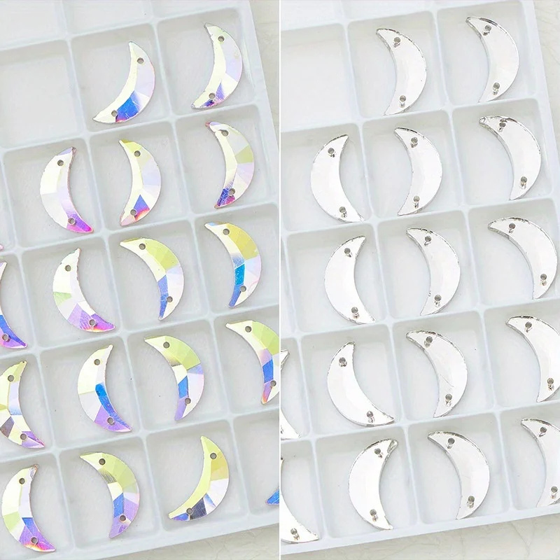 Moon shape Sew on Rhinestones Glitter Glass Crystal AB Sewn Stone Beadsfor  For  Wedding Dress Clothes DIY Decoration