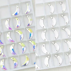 Moon shape Sew on Rhinestones Glitter Glass Crystal AB Sewn Stone Beadsfor For Wedding Dress Clothes DIY Decoration
