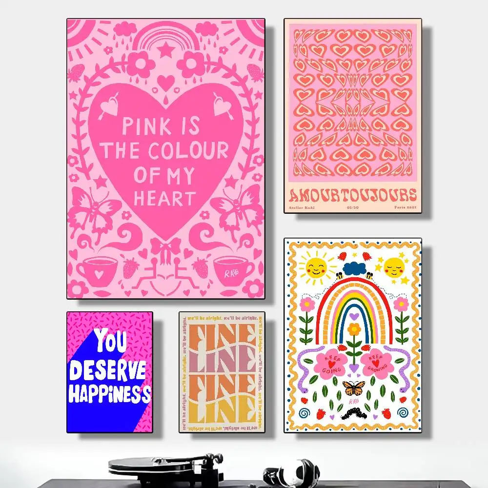 مجردة النسوية اللون رسالة ملصق فني مقاوم للماء HD الفن جدار صائق طباعة ذاتية اللصق. ديكور غرفة المنزل الجمالي للعيش #3