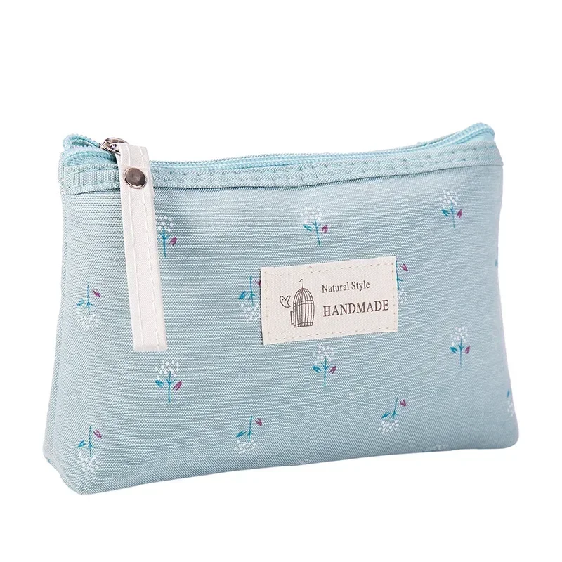 Etya moda lona saco de cosméticos feminino floral zíper pequenos sacos de maquiagem organizador de viagem lona mini senhora saco de higiene pessoal