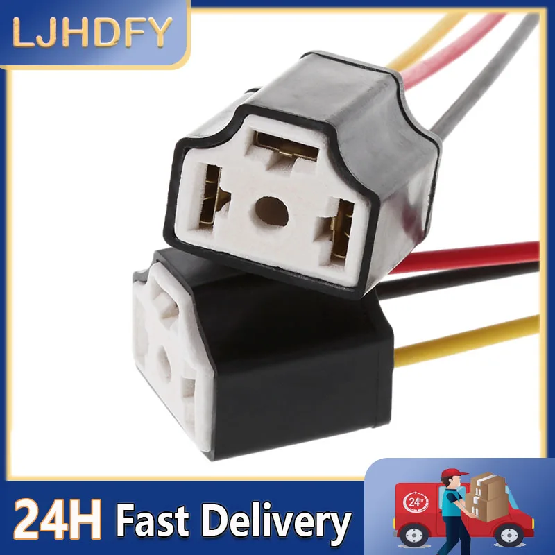 2PCS Female H4 LED 9003 HB2 Car Headlight Bulb Holder Extension Wire LED Lamp Connector Ceramic Adapter Socket