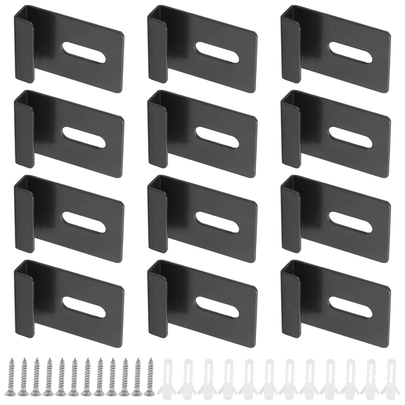 12 Pcs   Wide Channel Mirror Hanger Heavy Mirror Brackets Hanging Holders Kit For Frameless Mirror