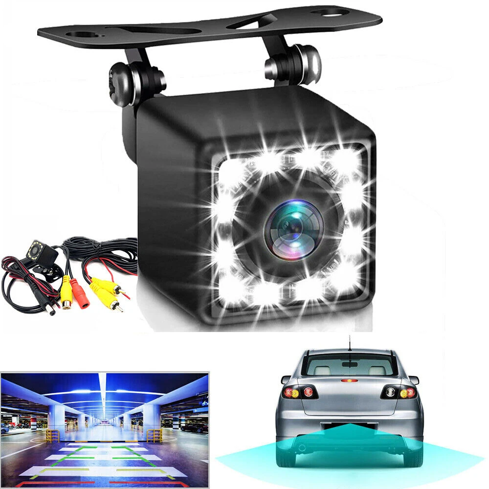 

Car Backup Camera Waterproof, 170° Wide Angle Rear View Camera with 12 LED Night Vision, Universal Reversing Assist Parking Camera for Vehicle Truck SUV RV Pickup, 12-24V, RCA Cable