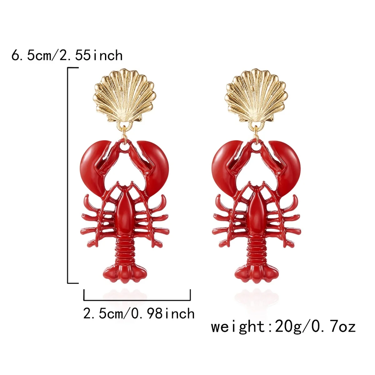 Kreative, übertriebene rote Strass-Hummer-Ohrhänger für Damen und Herren, glänzende, modische Meerestier-Sommerohrringe, Partyschmuck – Detail 33