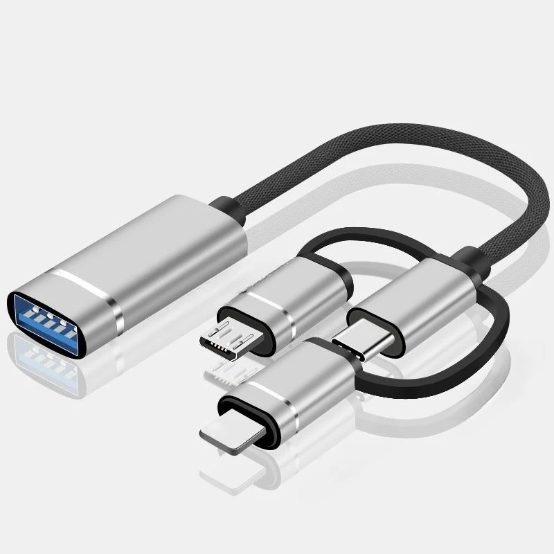 USB 3.0 otgアダプター,iphone,samsung,xiaomi,ラップトップコネクター,3 in 1,マイクロUSB,データ同期用