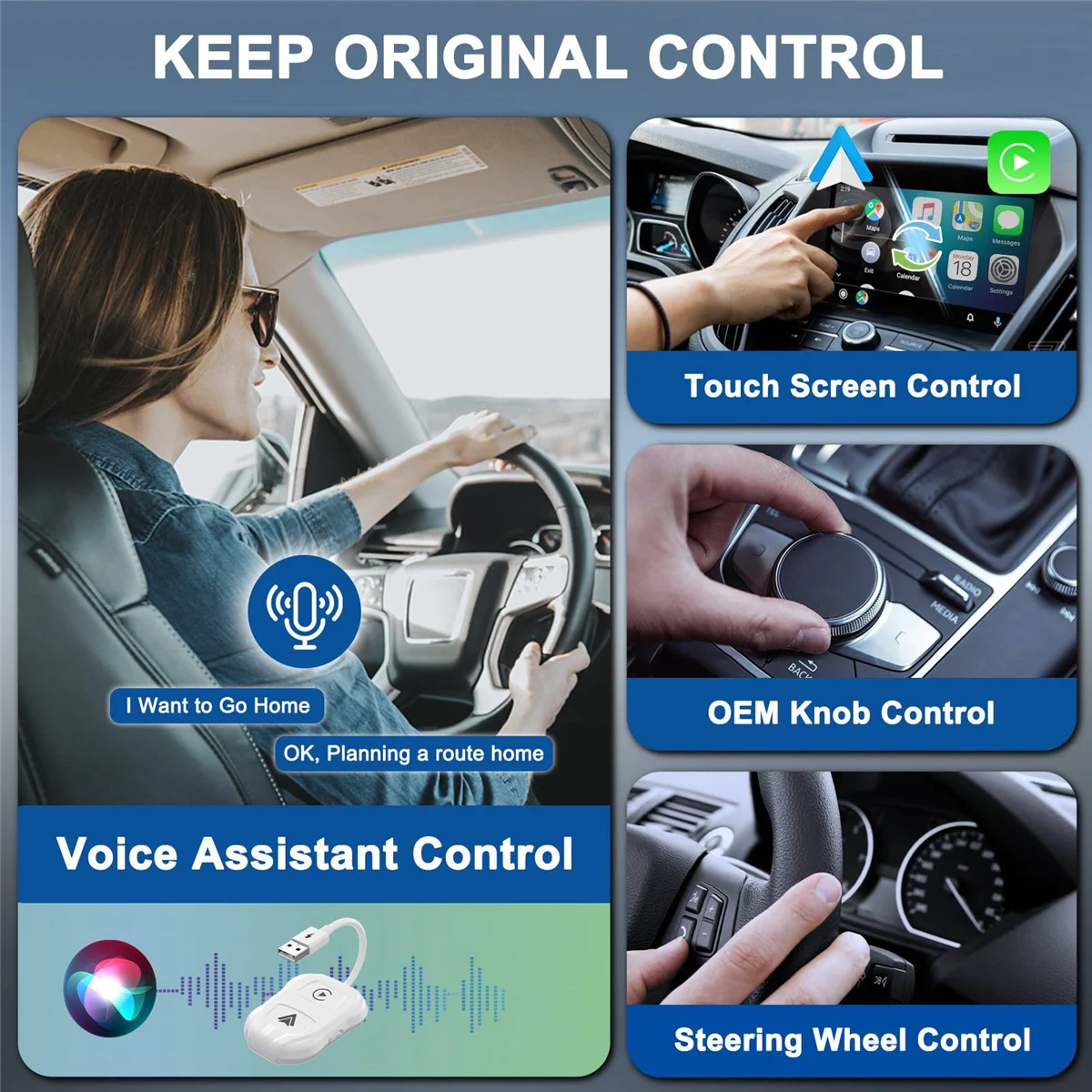 

2PCS 2 in 1 Wireless CarPlay for Apple & Android Auto Wireless Carplay Dongle for Wired Apple Carplay & Android-ABRJ