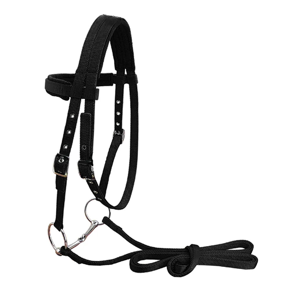 동물 굴레 Headstall 소프트 패딩 조절 가능한 하네스 재사용 가능한 빨 수있는 야외 Snaffle 장비 선물 레드 S