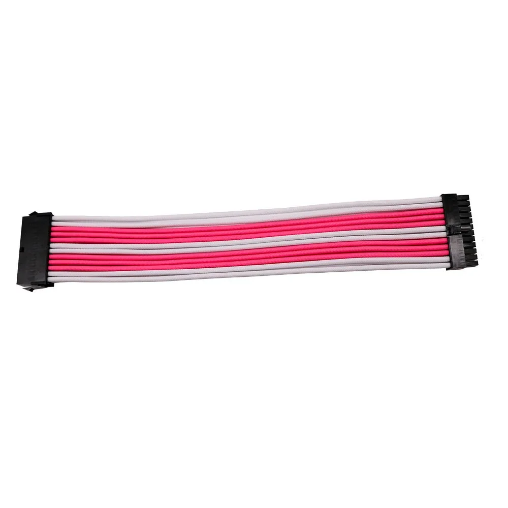 Cable de extensión de malla trenzada de nailon para PC, placa base de 24 P, fuente de alimentación ATX de alta velocidad, 24 pines
