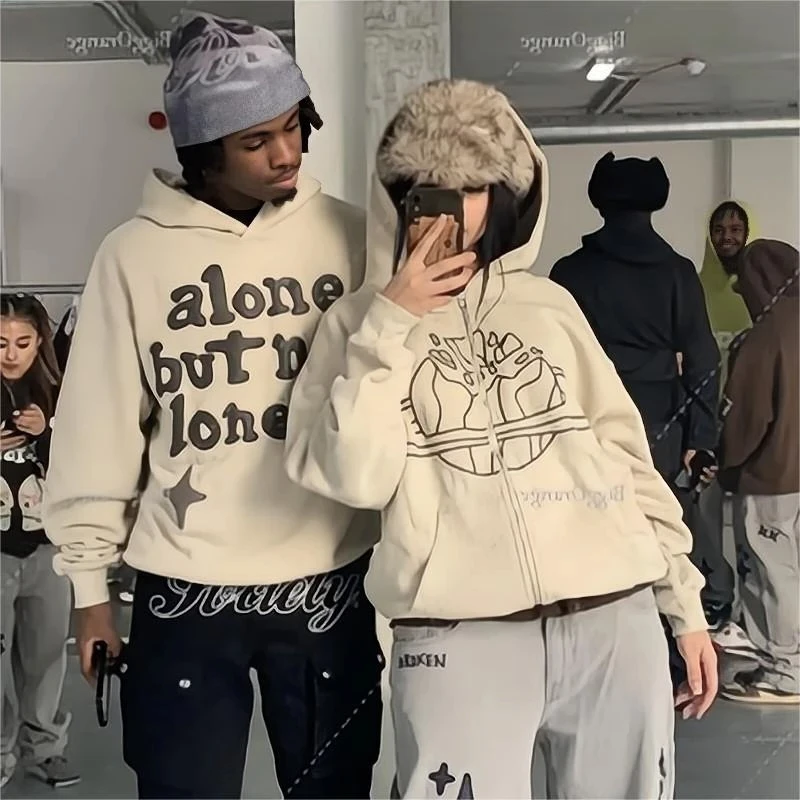 Regényes Planéta Bennyomás streetwear Megmunkalás Design hoodies Nők párok ruhák y2k harajuku Gótok Irdatlan Ingó- Pamut sportpulóver