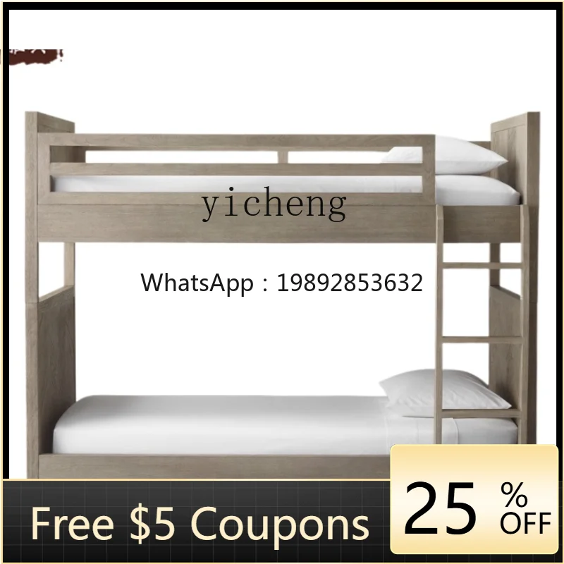 

ZK Solid Wood Bunk Bed Retro Children's Bunk Bed Simple Distressed Height Bunk Bed