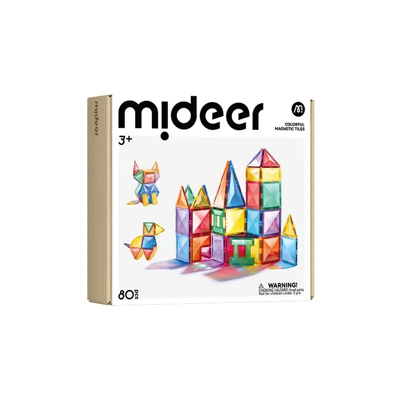 Mideer 80 قطعة من البلاط المغناطيسي الملون للضوء والظل لبنات البناء مع 8 قطع مرآة شفافة بتصميم شفاف للأطفال 3 سنوات فما فوق #6