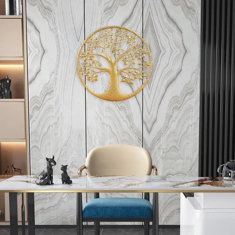 Golden Wealth Tree Decoration Iron Art Wall Decor Postmodern Minimalist Hotel Bedside Living Room Wallpaper Background Crafts