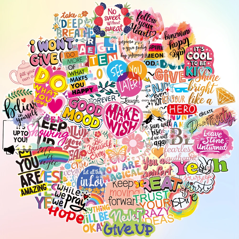 50 Pcs Transparent Motivational Sticker Inspirational for Teens Students Positive Stickers for Water Bottles Laptop Decals Pack