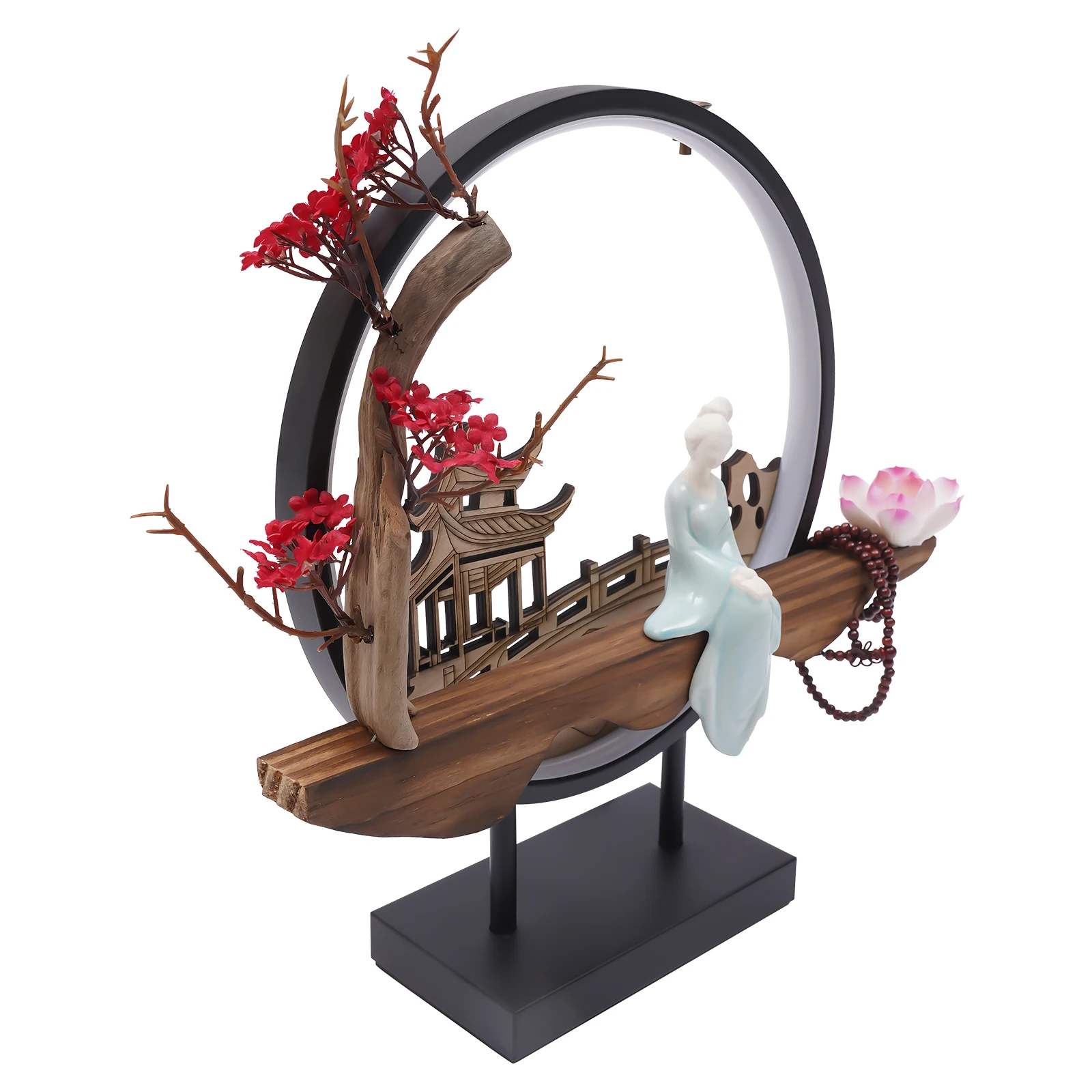 حامل بخور ديكور منزلي مزود بإضاءة - نباتات حية + هيكل عظمي (أبيض ترانكييل)، يناسب غرفة المعيشة/المكتب/السبا سطوع قابل للتعديل