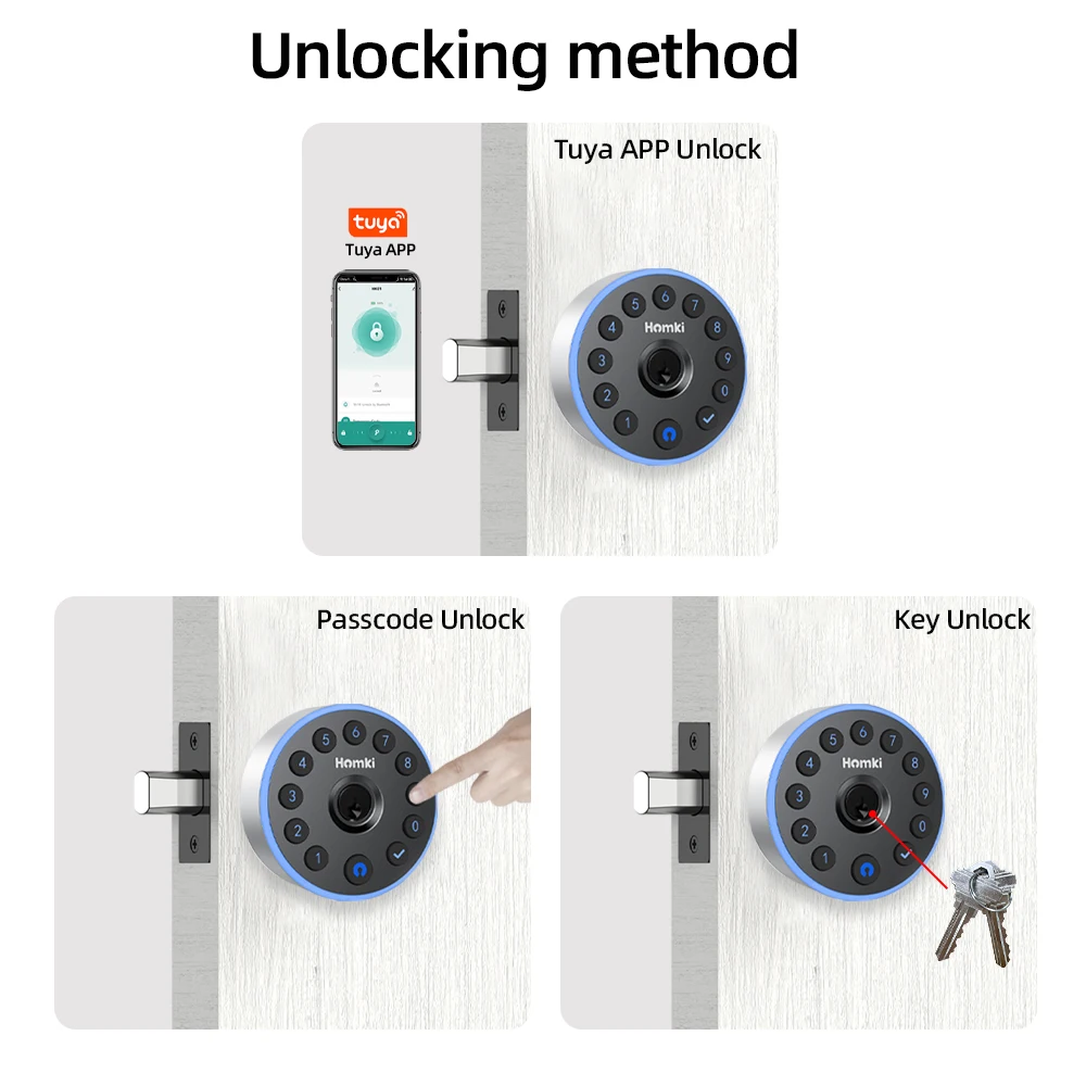 RAYKUBE IP54 Waterproof Tuya Bluetooth Smart Deadbolt Lock Electronic Door Lock APP with Keypads Password/ App /Key Unlock