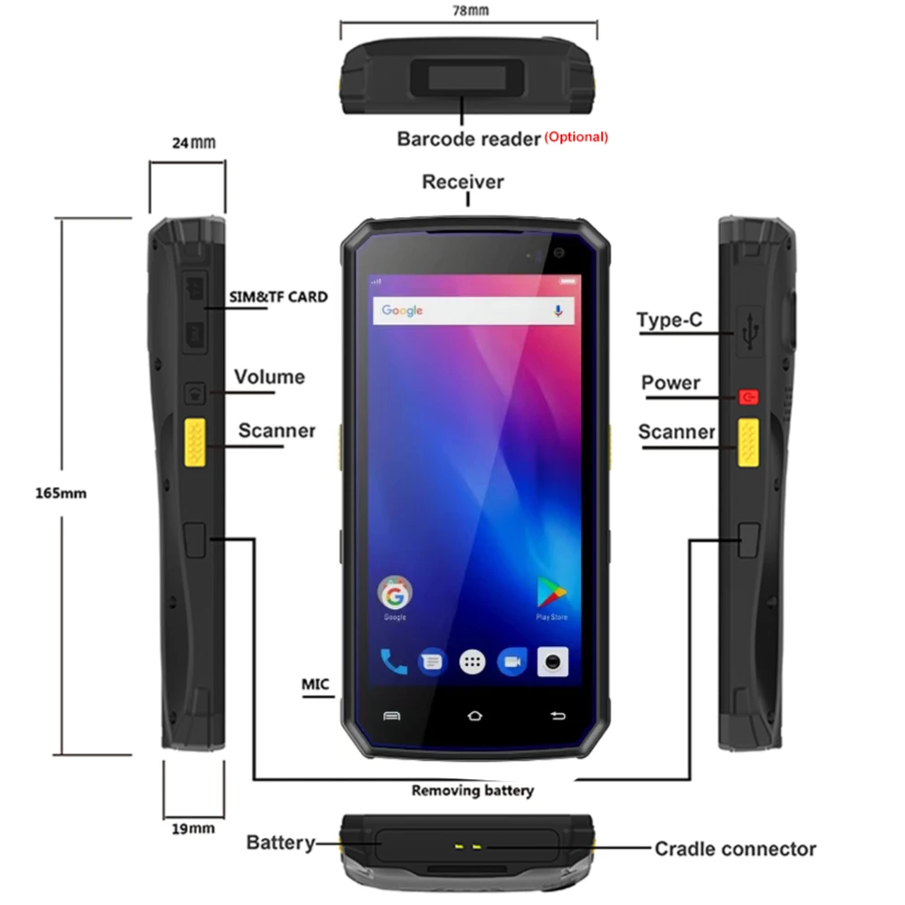 Kcosit U21 Handheld PDA Android 1D 2D Barcode Scanner 4GB RAM POS Terminal Zebra LF UHF RFID Reader WiFi 4G Daten Capture