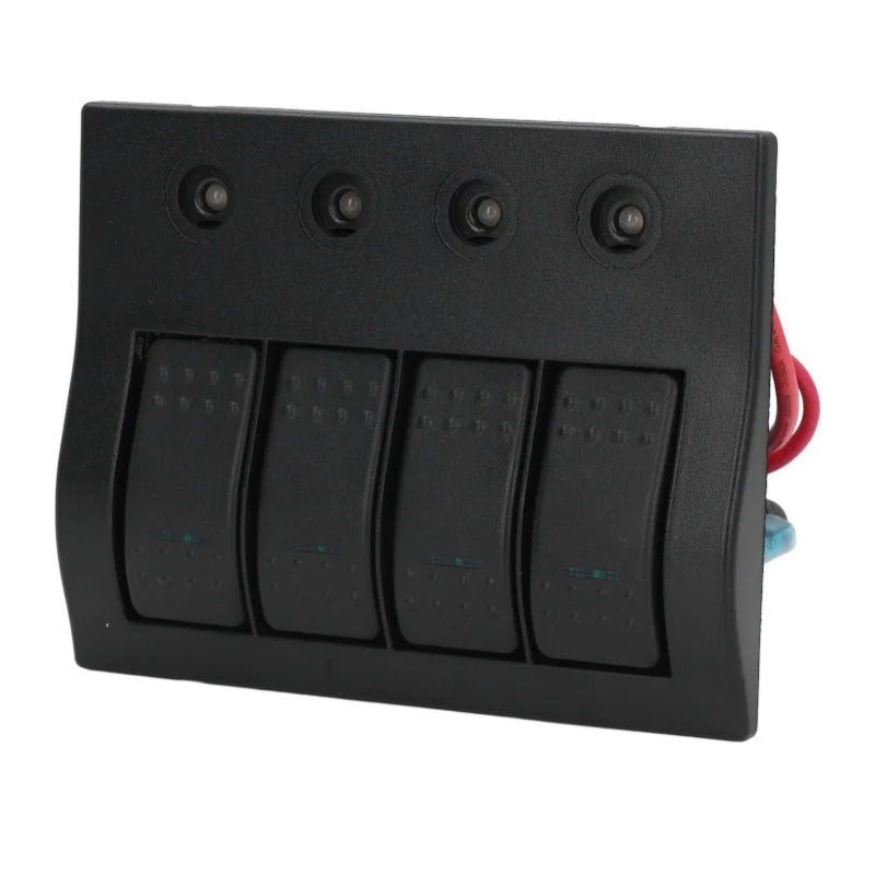 

Rocker Switch Panel 12V 24V 4 Gang LED Plastic IP68 Waterproof Overload Protector 2x10A 2x15A For Boat Marine Caravan