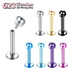 10 pz F136 titanio piercing labbra 14G 16G 18G filo interno labret orecchini Tragus Daith trafitto specchio lucido anodizzato