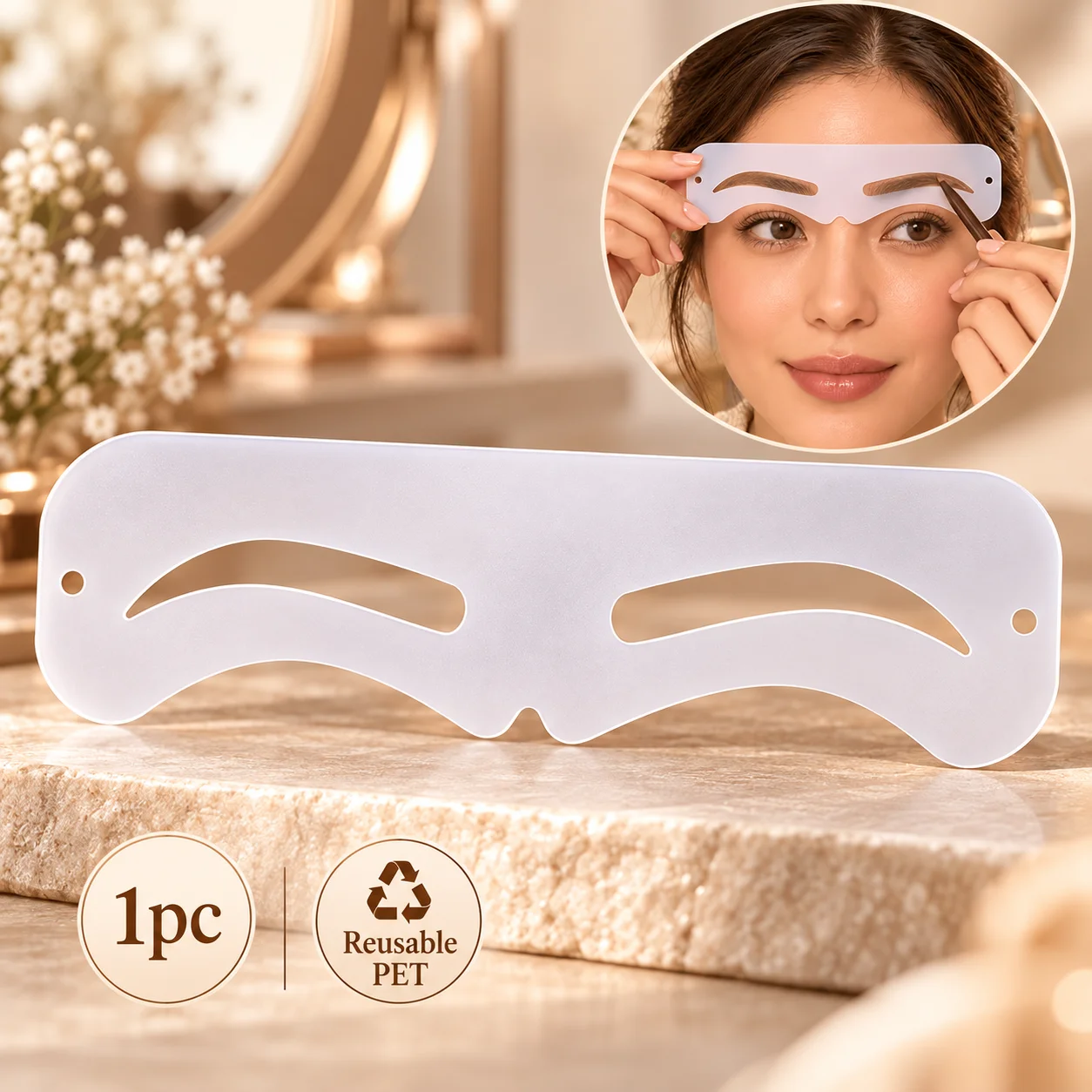 1pc Eyebrow Stencils for Makeup Reusable PET Eyebrow Shaping Template Dual Brow Drawing Guide for Beginners Daily Makeup Tool