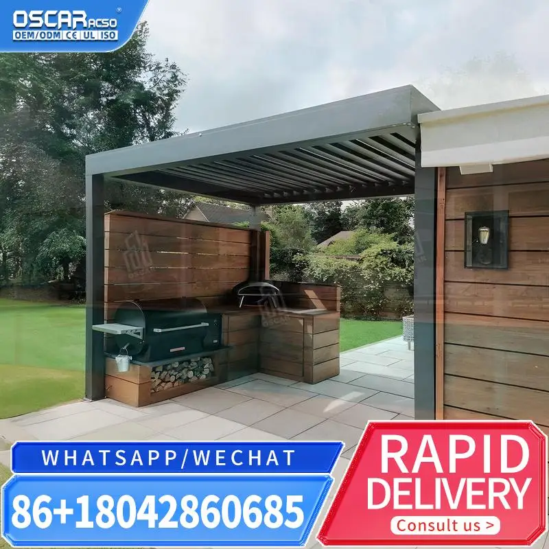 Customized Sustainable 8x8 Louvered Pet Shade Pure Aluminum Sliding Outdoor Pergola for Patio Garden Backyard pergola
