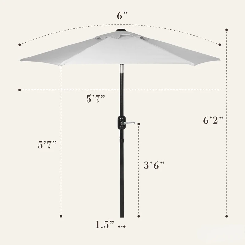 6 Ft Outdoor Patio Umbrella, Easy Open/Close Crank and Push Button Tilt Adjustment, Market Umbrellas