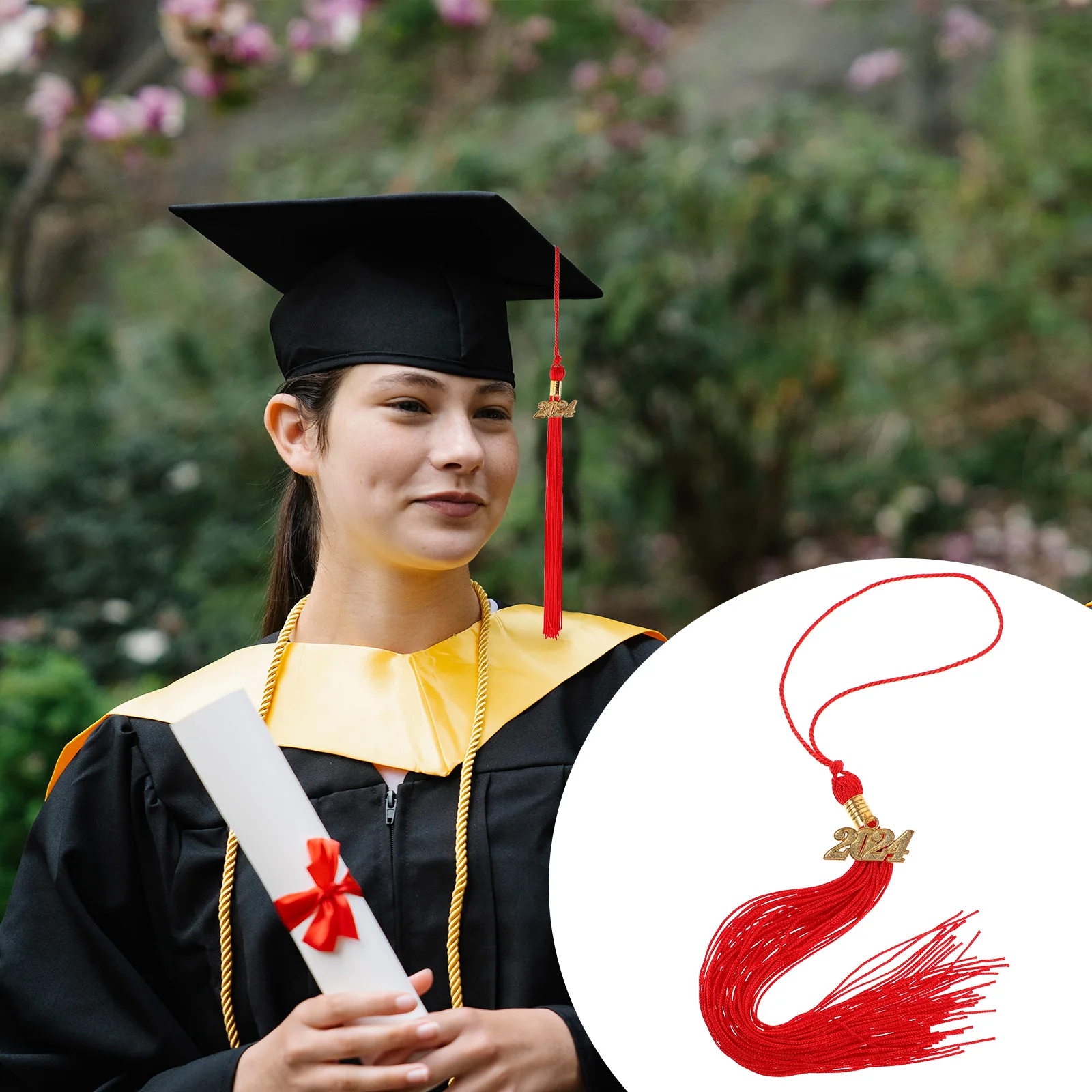 

12pcs Cap Tassels Polyester Alloy Graduation Ceremony Tassels Supplies Charm Pendants Academic Hat Decor Accessories 2024 DIY