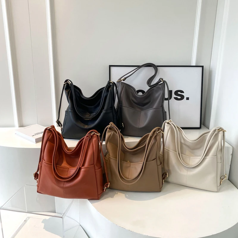 Sewing Thread Pu Zipper Ladies Shoulder Bags Solid Color 2024 Commuting Crossbody Bags for Women Bolso Mujer