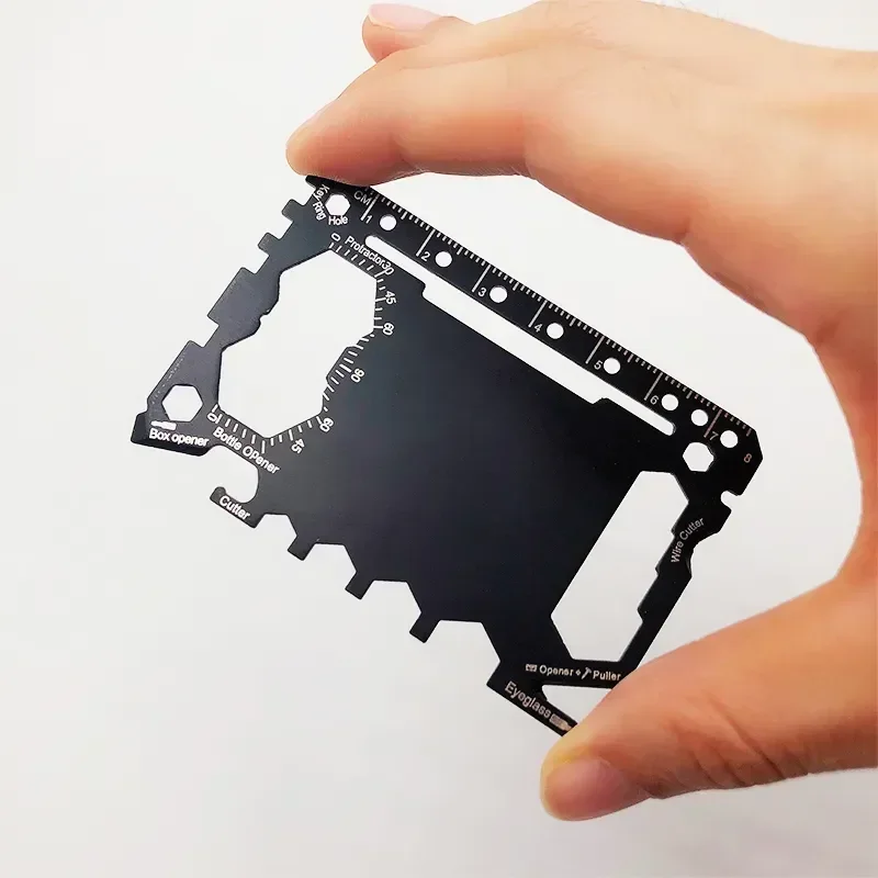 

Fest Delivery Small Bulk 46 in 1 Stainless Steel Survival Card Tool Wallet Bottle Opener Multitool Card with Pouch