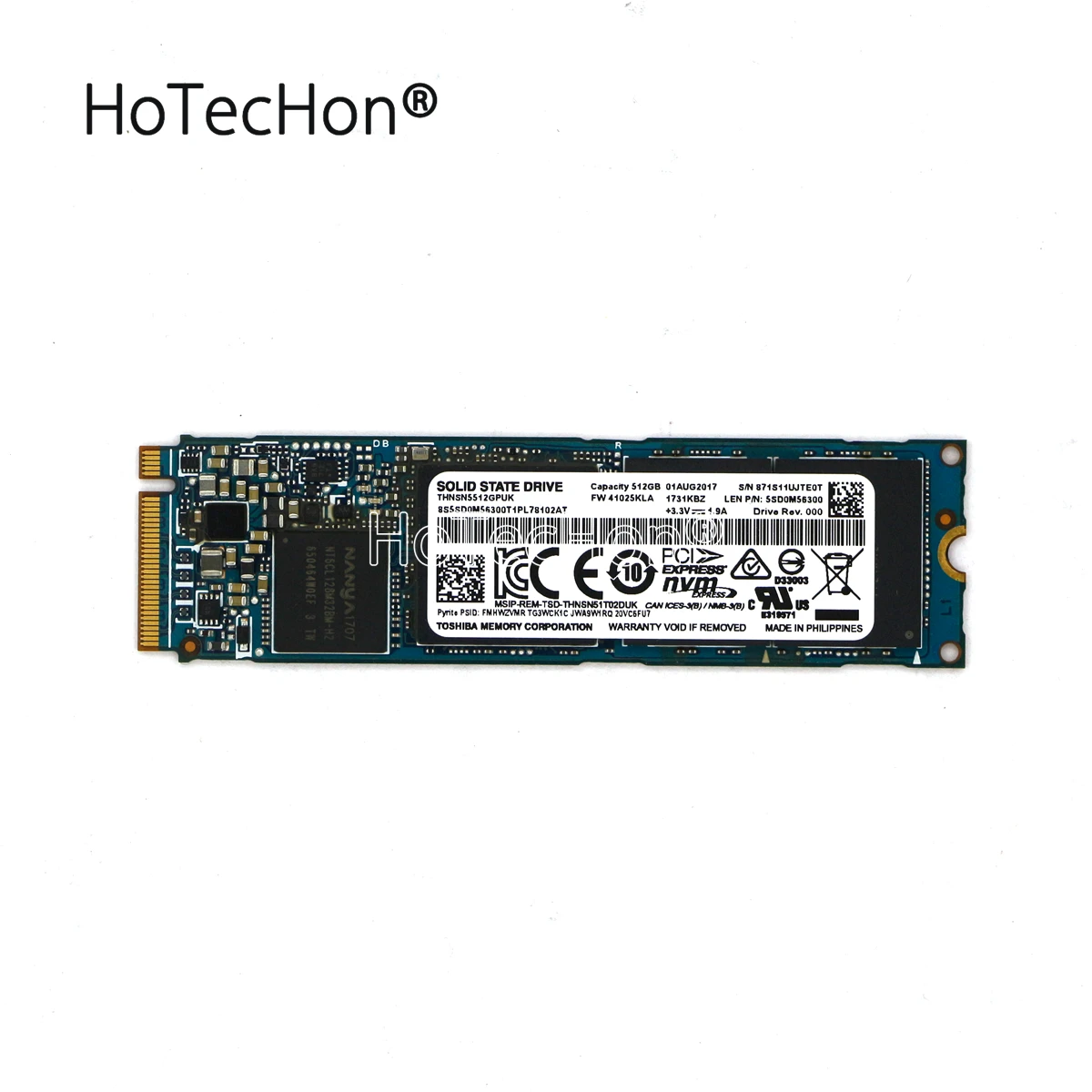 5SD0M56300 - Genuine NVMe 512GB M.2 PCIe 3x4 2280 SSD Solid State Drive THNSN5512GPUK for Lenovo