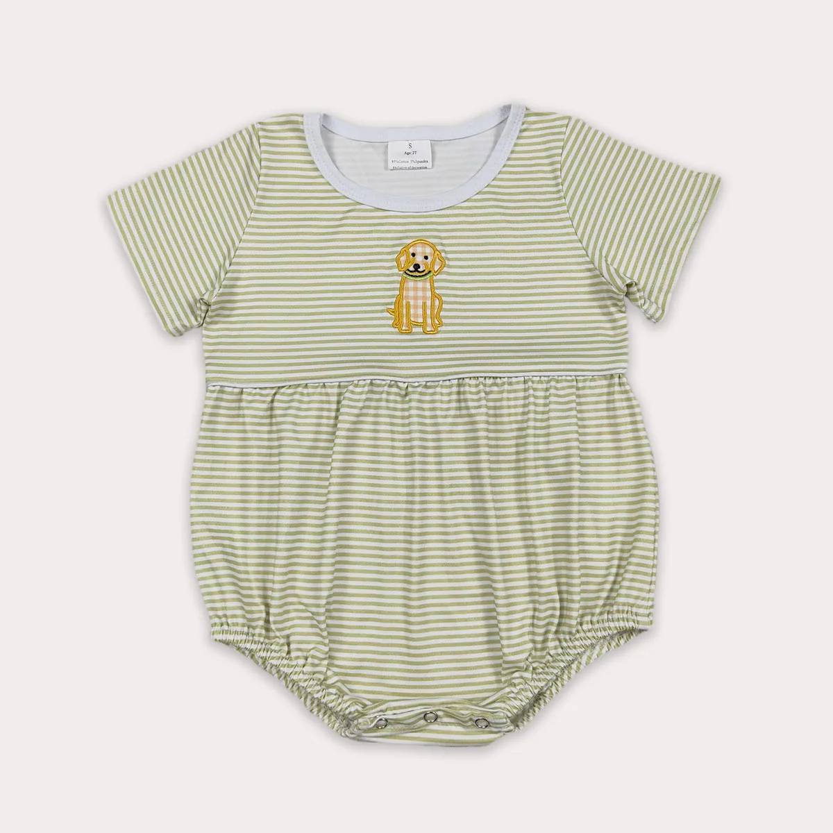 Newborn Embroidery Dogs Baby Boys Short Sleeve Stripe Hunting Rompers Kids Jumpsuit Toddler Cute Comfy Baby Clothing Wholesale