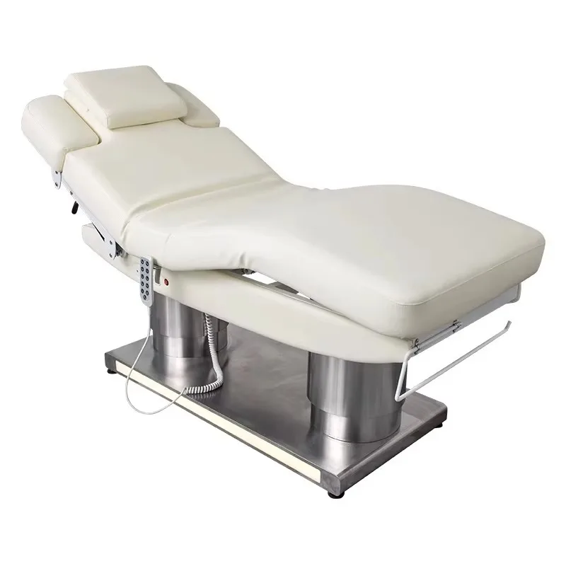 

Hot Sale Luxury 4 Motors Stainless Steel Base Heated Electrotherapy Bed Spa Massage Bed